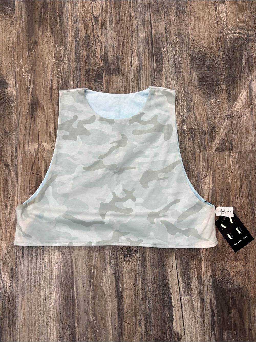 Azur Tank Cropped Camo Tank Top - Light Sage size S Reversible